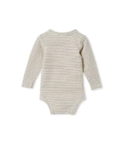 Alternative view of Oatmeal Stripe Rib Bodysuit
