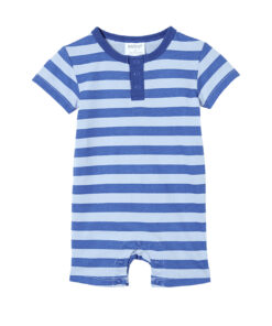 Denim Blue Stripe Henley Romper