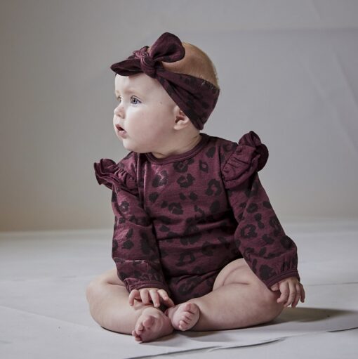 Merino Luna Bodysuit - Mulberry Cheetah