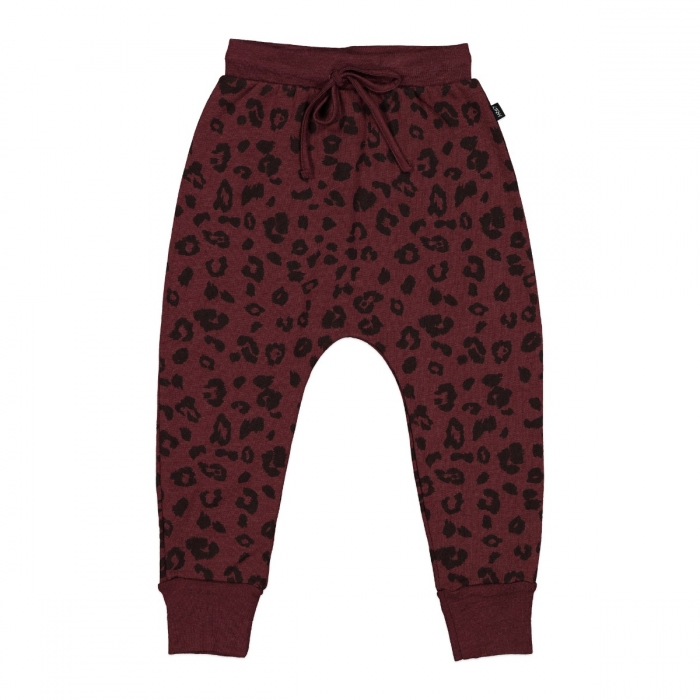 Merino Dropcrotch Trackies -  Mulberry Cheetah