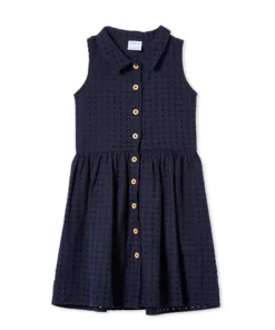 Navy Broderie Dress