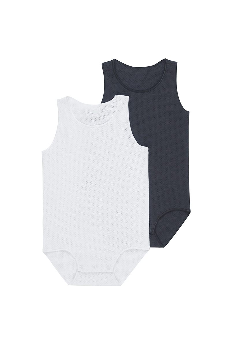 White/Solar Wondercool Eyelet Singletsuit 2pk