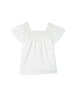 White Crochet Detail Tee