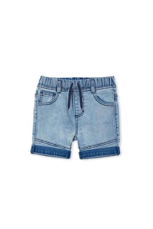 Knit Denim Shorts