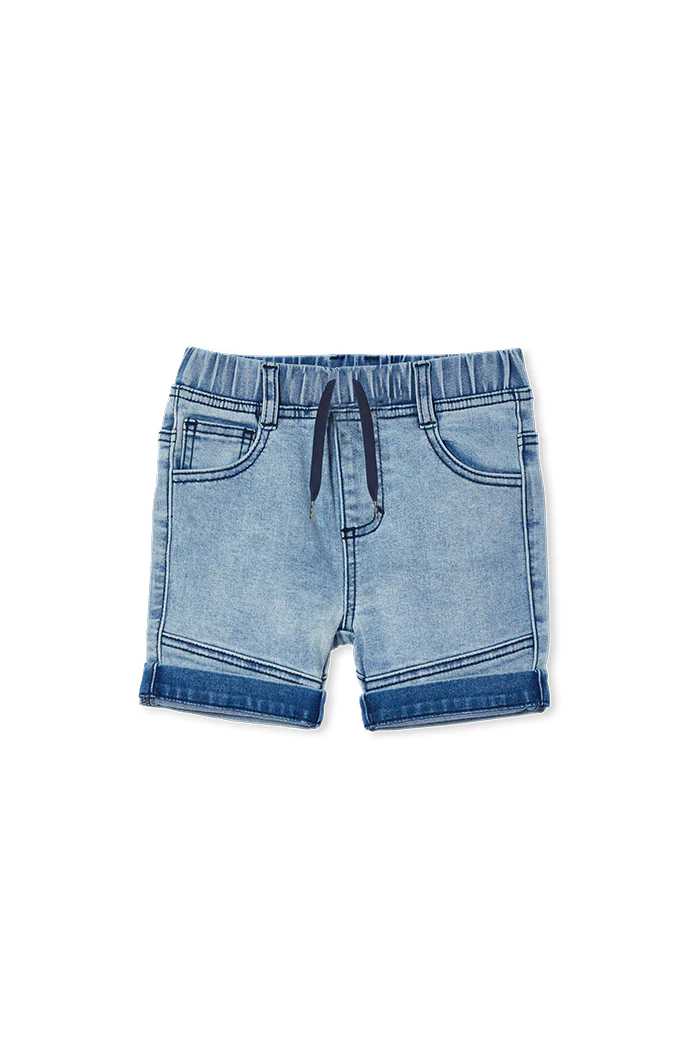 Knit Denim Shorts