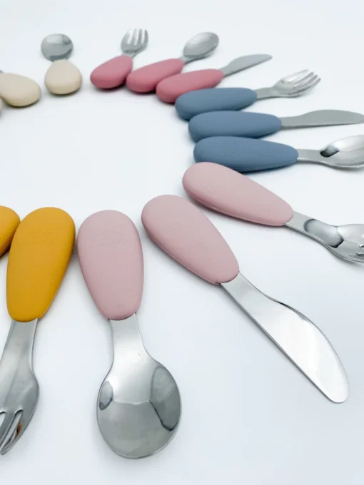 Cutlery Set Metal/Silicon - Petite Eats 3 piece