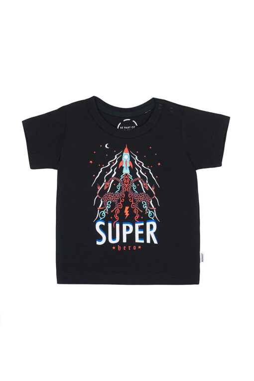 Super Hero Rocket Black Tee
