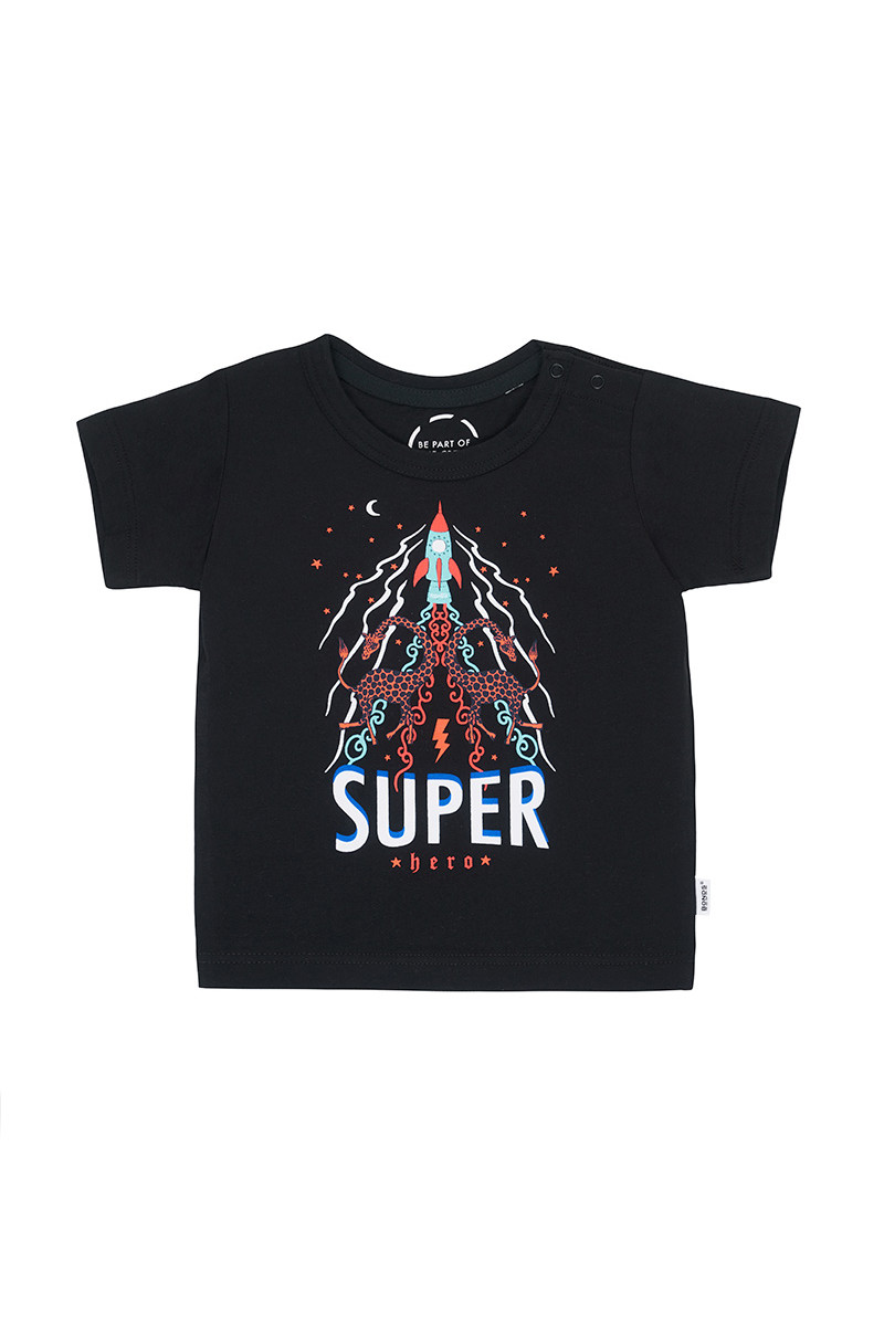 Super Hero Rocket Black Tee