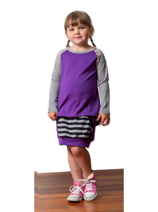 Grape/Silver Stripe Roo Merino Skirt