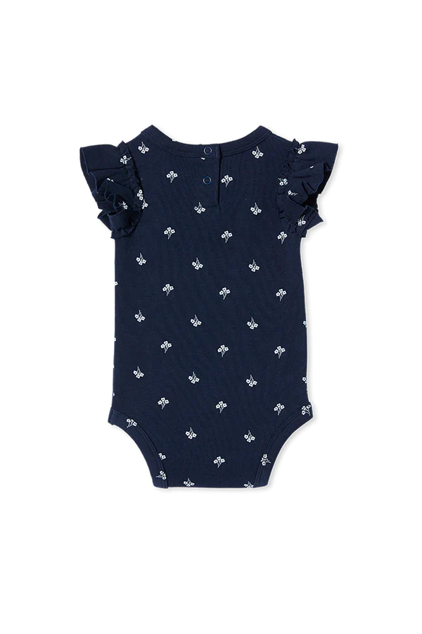 Navy Floral Rib Bodysuit - Image 3