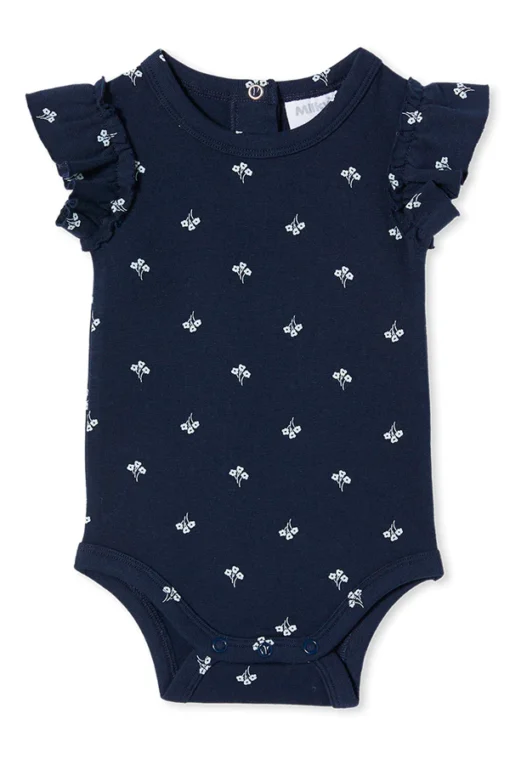 Navy Floral Rib Bodysuit - Image 2