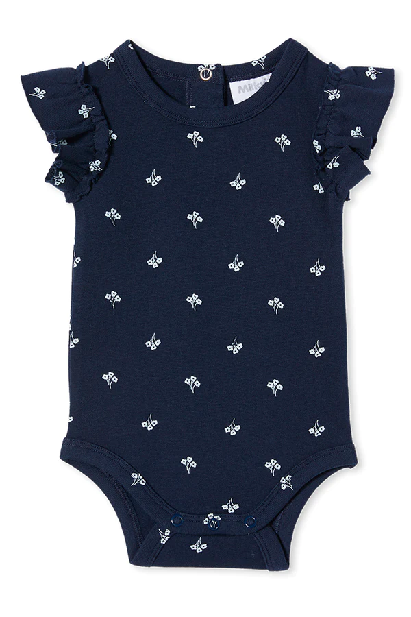 Navy Floral Rib Bodysuit - Image 2