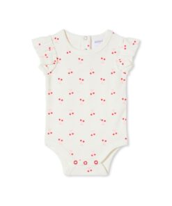 White Cherry Short Sleeved Bodysuit