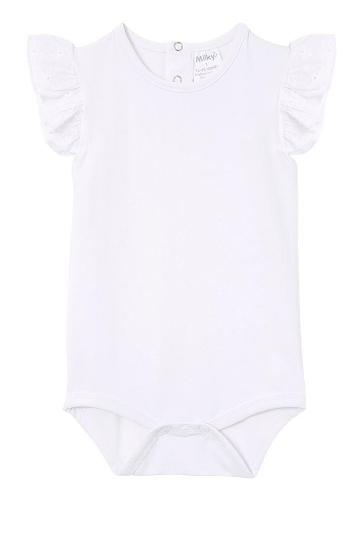 White Broderie Frill Bodysuit - Image 2