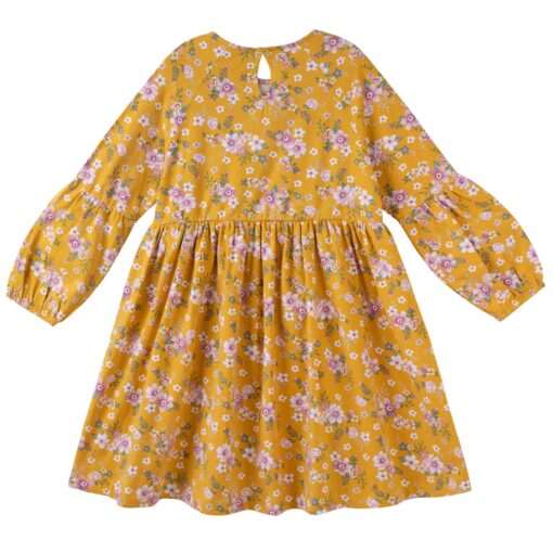 Millie Floral L/S Poodle Sleeve Dress - Honey Gold - Image 2