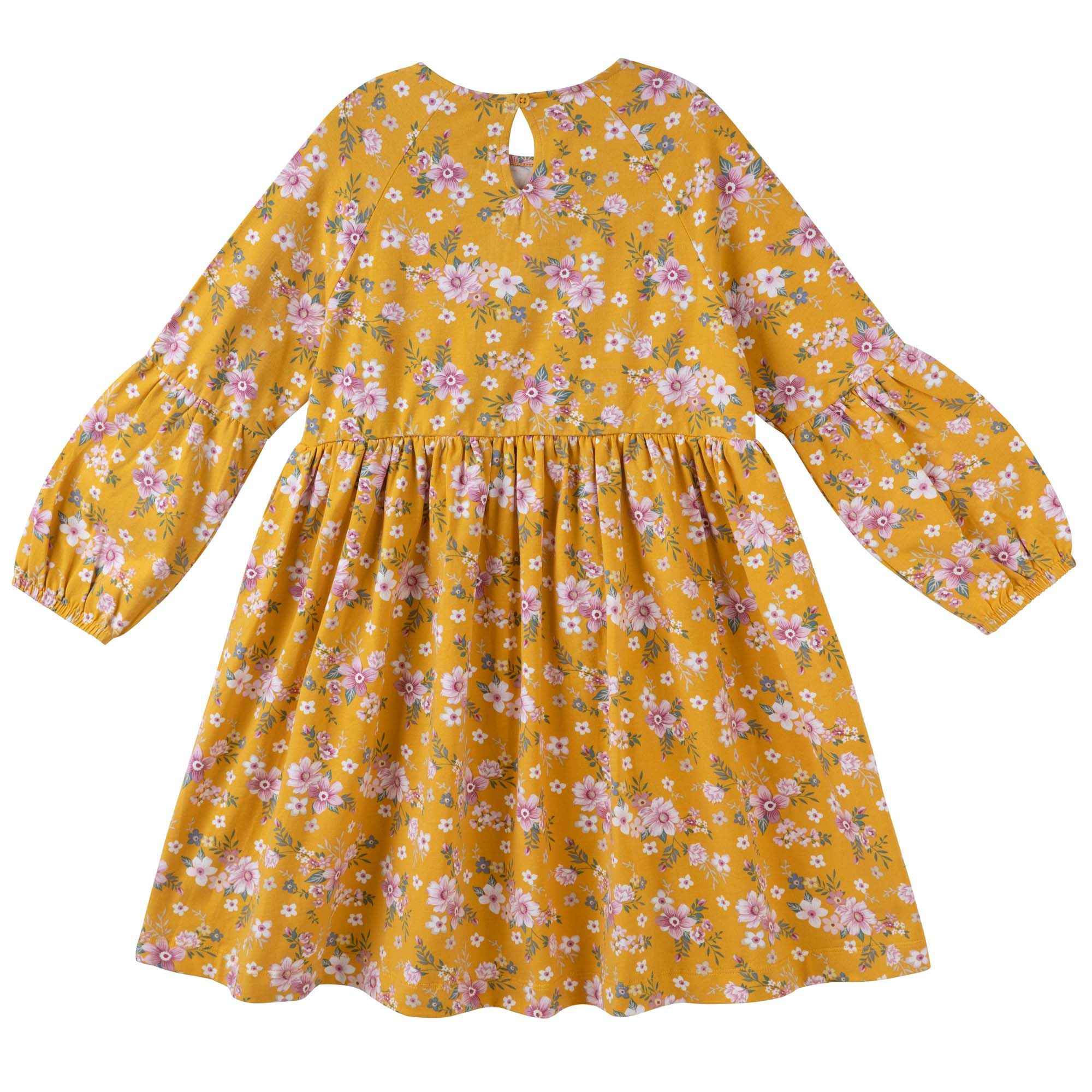 Millie Floral L/S Poodle Sleeve Dress - Honey Gold - Image 2