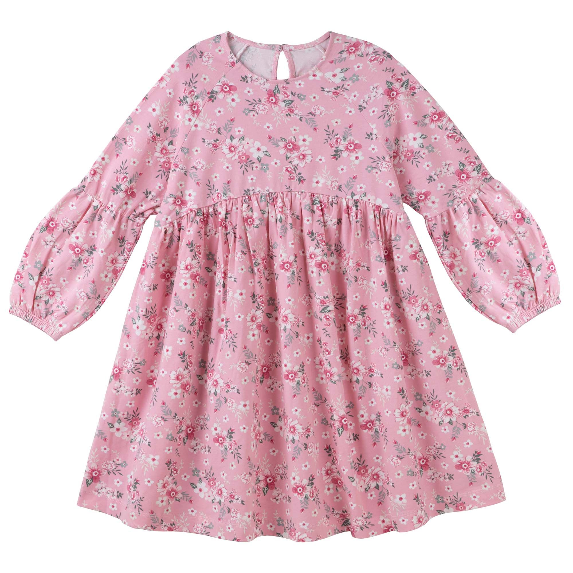 Pink Millie Floral L/S Poodle Sleeve Dress