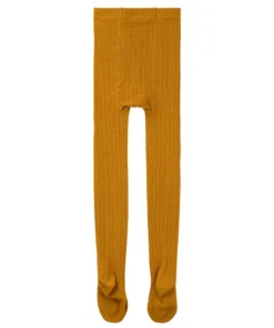 Alternative view of Cable Knit Ribbed Tights- Mustard