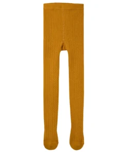 Cable Knit Ribbed Tights- Mustard