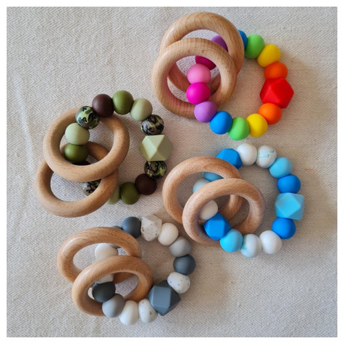 Teething Rattle Ring - Various Colours
