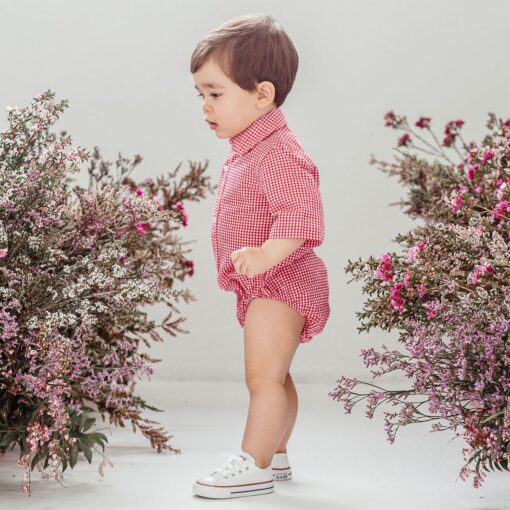 Jackson Gingham Shirt Romper - Image 4