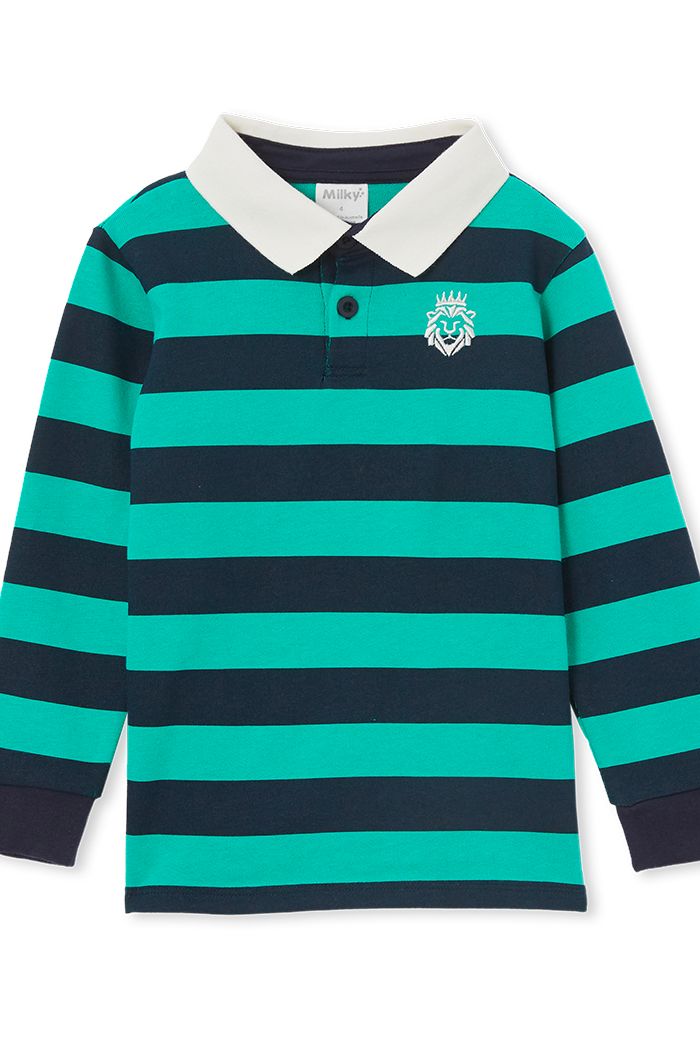 Green Stripe Rugby Jumper - Image 2